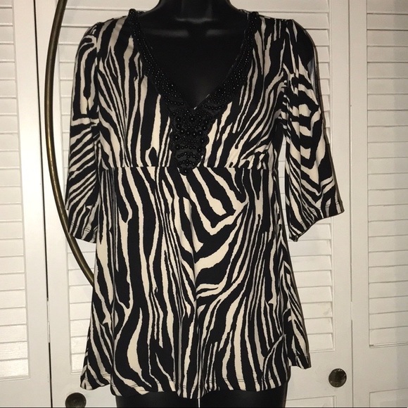 Boston Proper Tops - Boston Proper Zebra Beaded Top